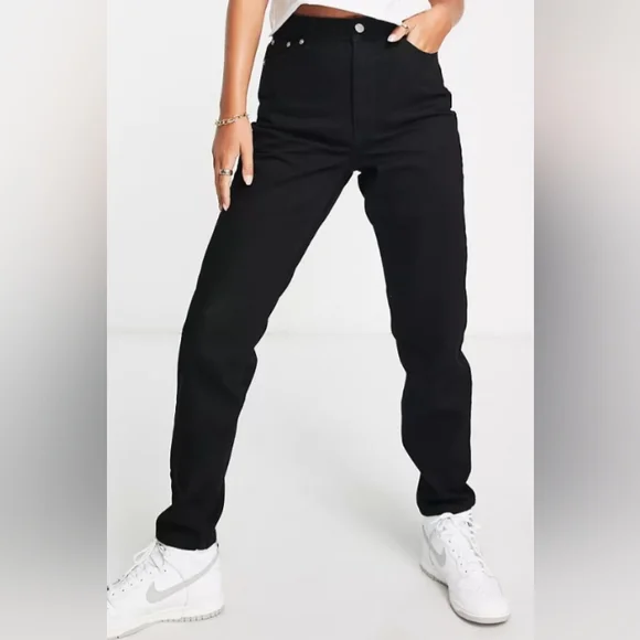 Topshop Mom Jeans In Black Size 8 W32 L32 NWT - Picture 1 of 12
